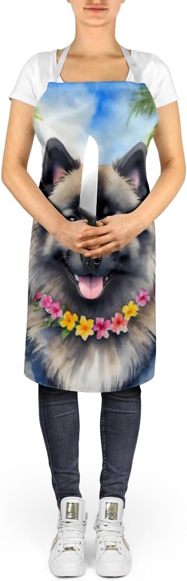 Caroline's Treasures Keeshond Luau Apron Cooking Kitchen Server Baking Crafts Gardening for Adult Women Men, Unisex, Large, Multicolor