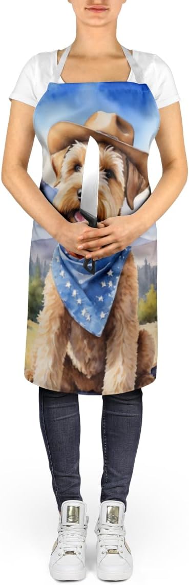 Caroline's Treasures Wheaten Terrier Cowboy Welcome Apron Cooking Kitchen Server Baking Crafts Gardening for Adult Women Men, Unisex, Large, Multicolor