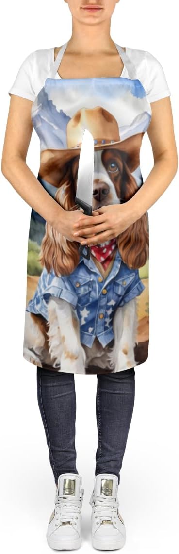 Caroline's Treasures Cocker Spaniel Cowboy Welcome Apron Cooking Kitchen Server Baking Crafts Gardening for Adult Women Men, Unisex, Large, Multicolor