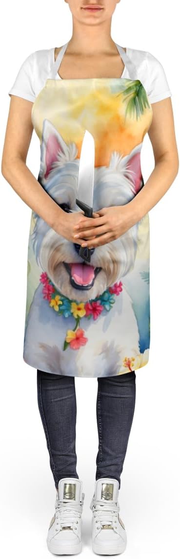 Caroline's Treasures Westie Luau Apron Cooking Kitchen Server Baking Crafts Gardening for Adult Women Men, Unisex, Large, Multicolor