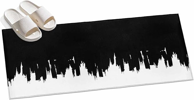 Runner Rug for Bedroom Hallway, Abstract Black Graffiti Texture Kitchen Runner Rugs Area Rug 2x6ft, Modern Minimalist Art Washable Soft Floor Carpet for Entryway Stair