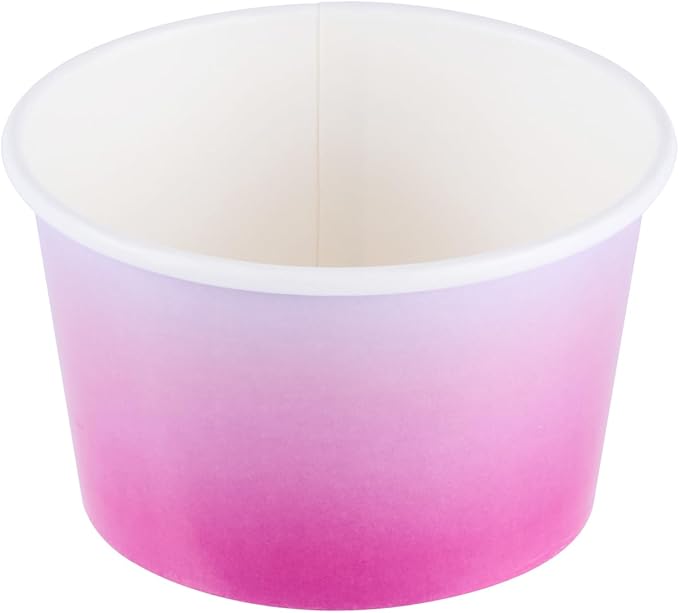 Coppetta 8 Ounce Dessert Cups, 50 Greaseproof Ice Cream Cups - Lids Sold Separately, For Hot And Cold Foods, Purple And Blue Ombre Paper Yogurt Bowls, Disposable, Sturdy - Restaurantware