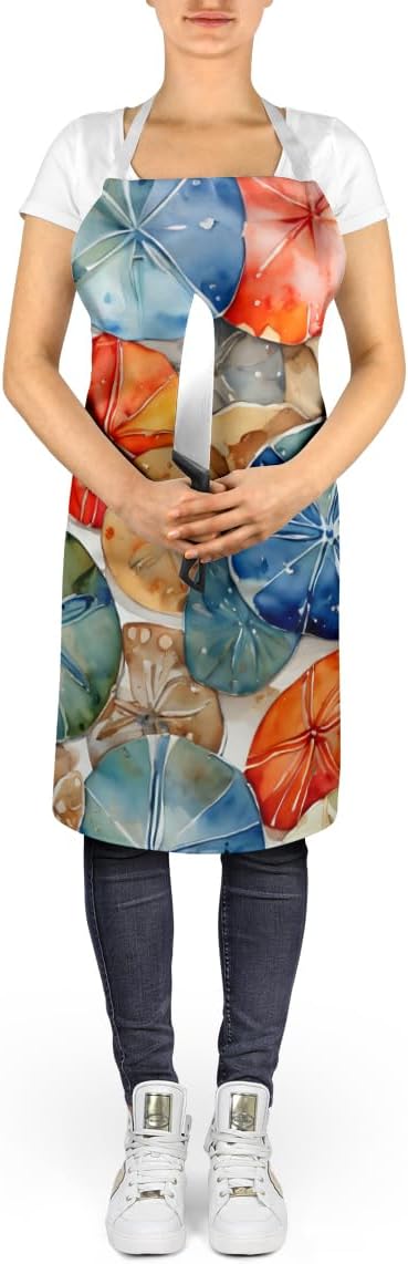 Caroline's Treasures Sand Dollars Apron Cooking Kitchen Server Baking Crafts Gardening for Adult Women Men, Unisex, Large, Multicolor
