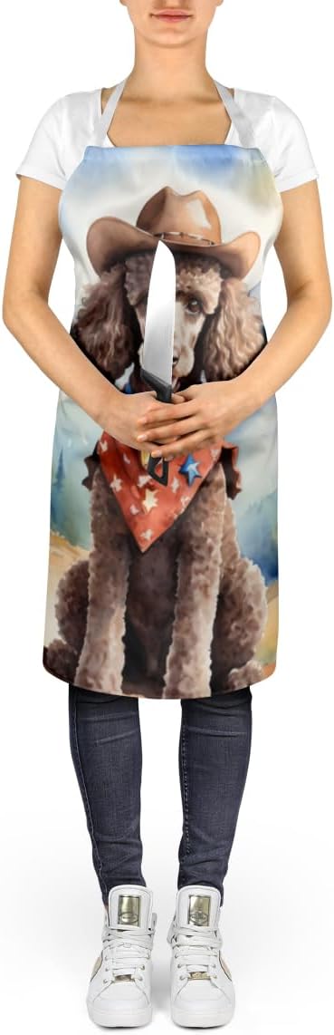 Caroline's Treasures Poodle Cowboy Welcome Apron Cooking Kitchen Server Baking Crafts Gardening for Adult Women Men, Unisex, Large, Multicolor