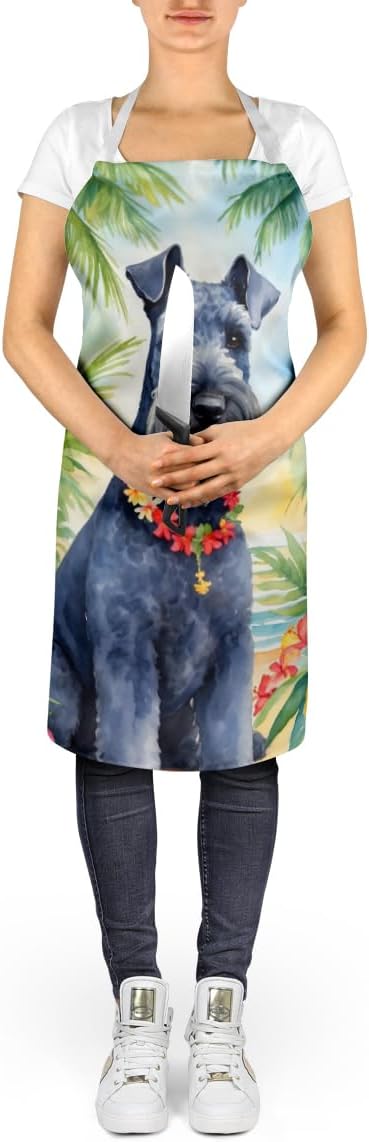 Caroline's Treasures Kerry Blue Terrier Luau Apron Cooking Kitchen Server Baking Crafts Gardening for Adult Women Men, Unisex, Large, Multicolor