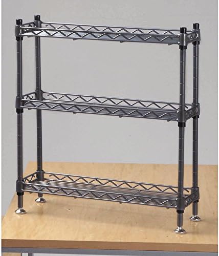 HUBERT Display Rack with 3 Shelves Merchandising Display Fixture Grey Steel - 18" L x 6" D x 18 1/2" H