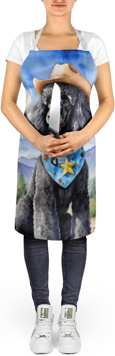Caroline's Treasures Black Poodle Cowboy Welcome Apron Cooking Kitchen Server Baking Crafts Gardening for Adult Women Men, Unisex, Large, Multicolor