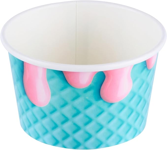 Restaurantware Ice Cream Cups 50 Pack of 8 oz Leak-Resistant Disposable Dessert Bowl Frozen Yogurt Cup Round Paper Container For Cold And Hot Desserts