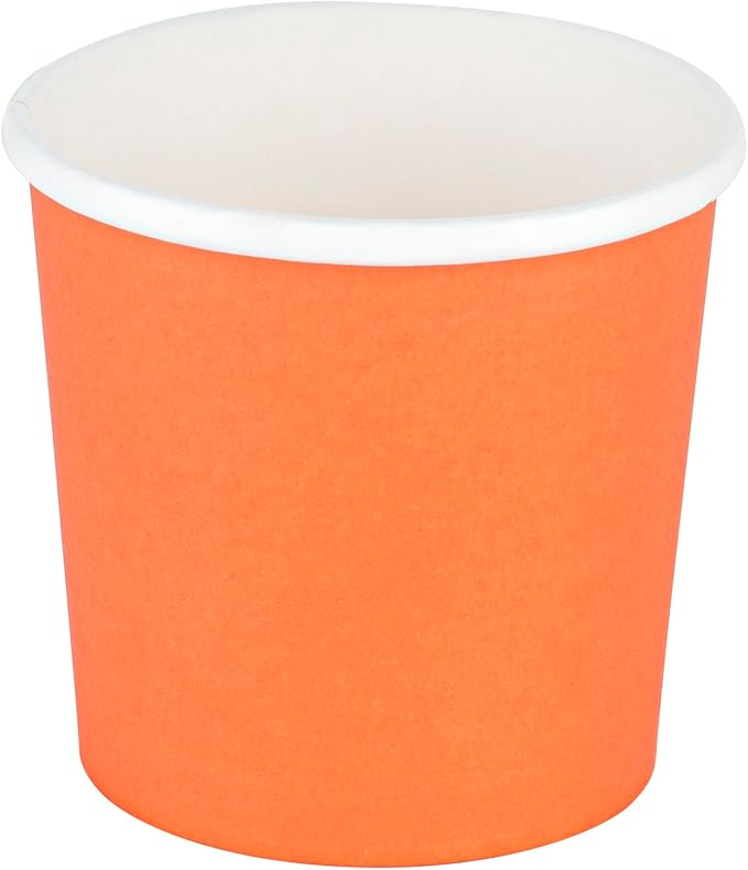 Restaurantware Bio Tek 12 Ounce Disposable Soup Cups 200 Microwavable Paper Soup Cups - Vented Lids Sold Separately Hot And Cold Foods Orange Paper To Go Soup Containers For Desserts Or Treats