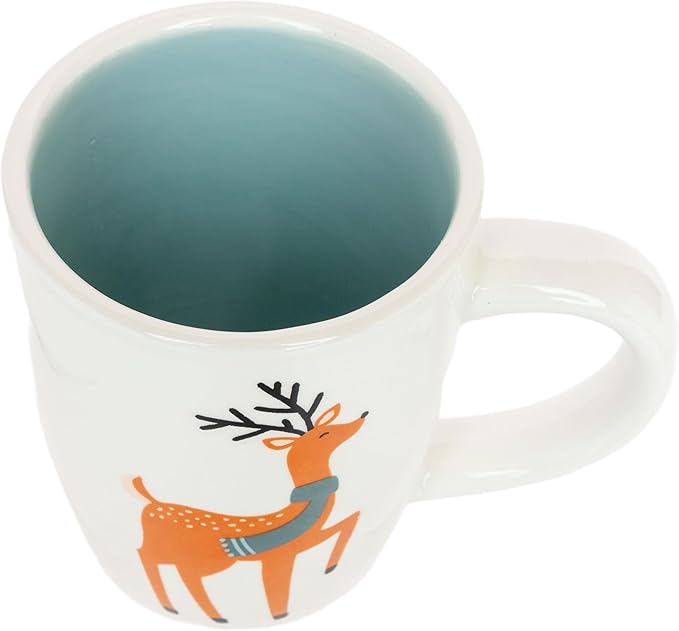 Boston International Ceramic Mug for Coffee Tea & Hot Drinks, 12 oz, Dancing Deer