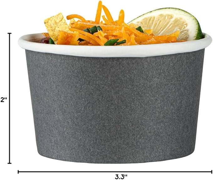 Coppetta 5-Ounce Dessert Cups, 50 Disposable Ice Cream Cups - Lids Sold Separately, Sturdy, Gray Paper Frozen Yogurt Bowls, For Hot And Cold Foods, Perfect For Gelato Or Mousse - Restaurantware