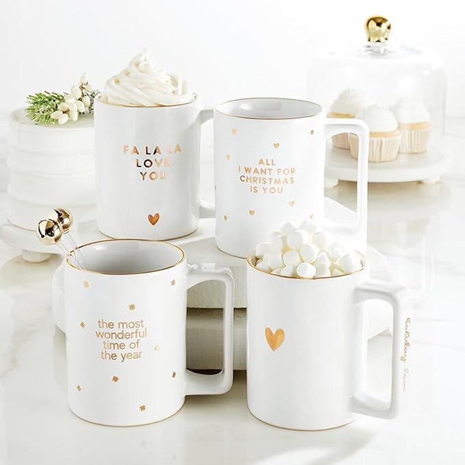 Santa Barbara Design Studio Holiday Ceramic Mug with Gold Foil Detail, 16-Ounces, Want For XMAS