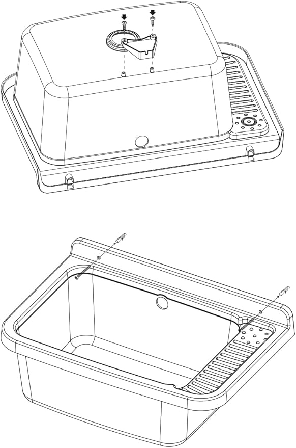 Adventa Wall Mounted Sink with Grid, Outdoor Resin, White, 50x35x24