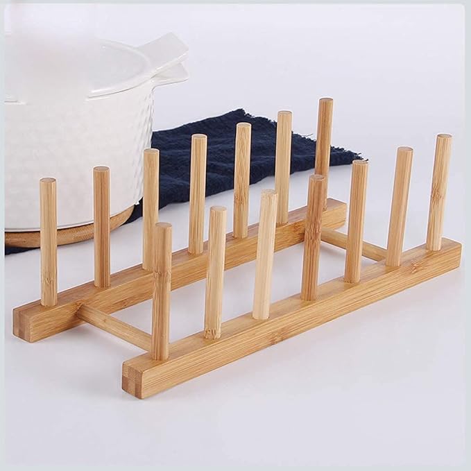 2pcs Wood Dish Racks Kitchen Countertop Plate Drainers Kitchen Supplies