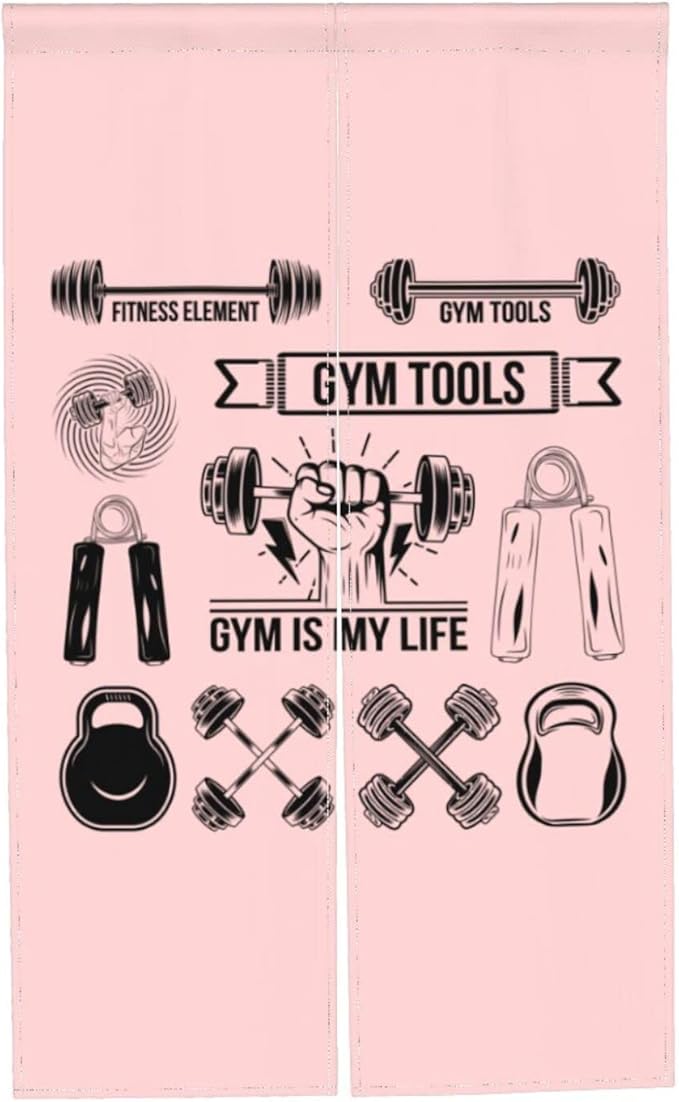 Fitness Element Gym Tools Gym Tools Gym is My Life Blackout Curtains for Doorways Bedroom Kitchen Door Curtain 34x56in Indoor Partition Shading Decor Window Curtains