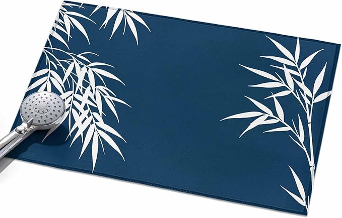 Area Rug 2x3ft, Country Leaf on Dark Blue Washable Rugs for Living Room Bedroom, Botanical Silhouette Minimalist Style Soft Non-Slip Area Rugs Rectangle Floor Carpet for Dining Room