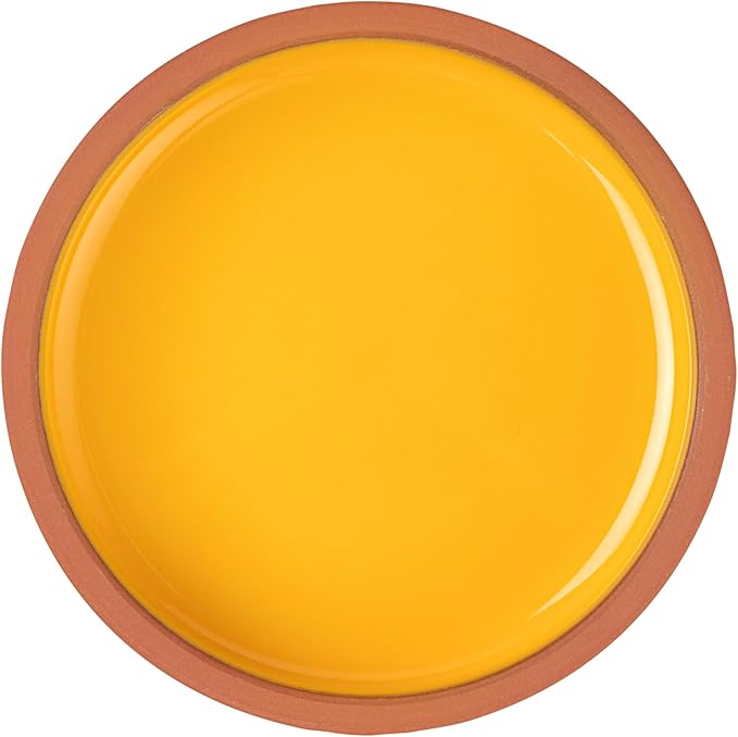 Restaurantware-Terra Tek 8.5 Ounce Terracotta Cazuelas, 2 Yellow Glazed Clay Pots For Cooking - Oven-Ready, Microwavable, Terracotta Serving Pots, Dishwashable, For Cooking And Serving