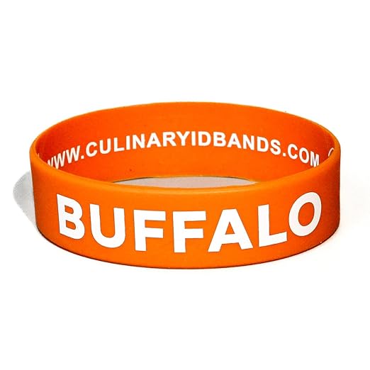 Culinary ID Bands "Buffalo Silicone Label Band for 16, 20, and 24 oz. Squeeze Bottle – Ideal for Use with Standard and Wide Mouth Squeeze and Sauce Bottles, Durable and Stretchable, Orange
