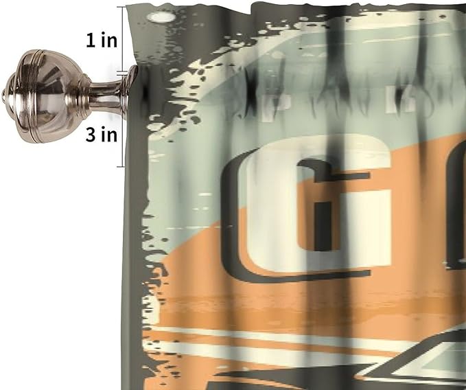 Man Cave Valances Curtains Promotional Retro Design Auto Mechanic Car Service Style Concept Nostalgic Vehicle Windows Short Curtain Valance for Kitchen Bedroom with Rod Pocket, 1 Panel 54X18 Inches