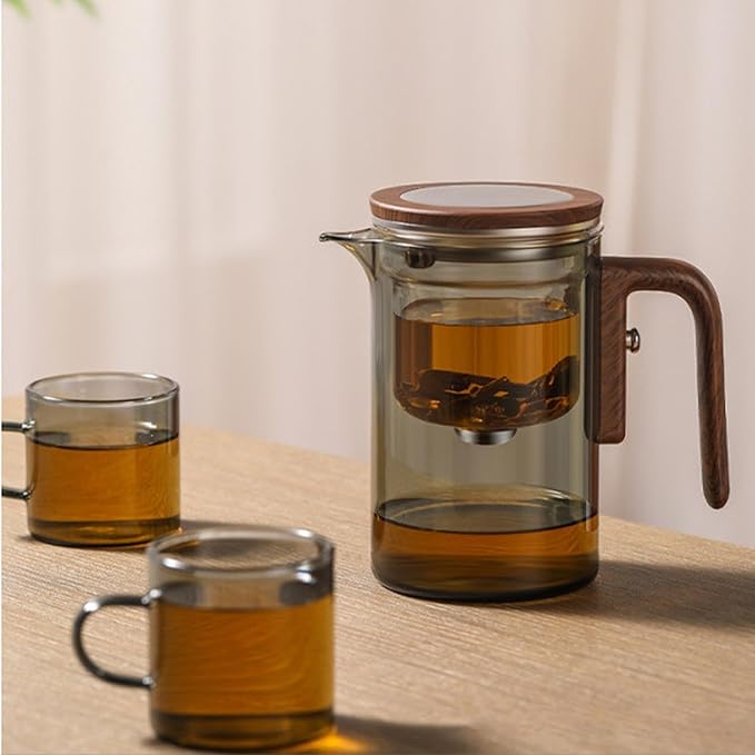 Glass Teapot, 600ml Strainer Kettle, Loose Brewing Pot with Firm Build, Kitchen Fixture with Solid Design, 5.75x5.51 inches Reliable Gear, Longtail Accessory for Home Tea Room Restaurant Brewing