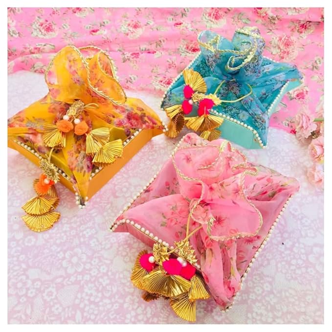 IGH Beautifully Crafted Shagun and Mithai Baskets for Weddings and Special Occasions, Indian Traditional Housewarming Return Gift. (Multi, 10x10x3 Inches)