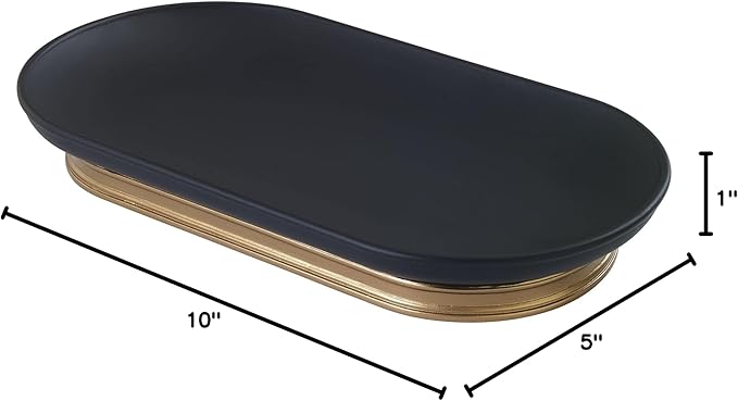 Avanti Linens - Vanity Tray, Guest Bathroom Essentials, Modern Home Decor (Memphis Collection, Black)
