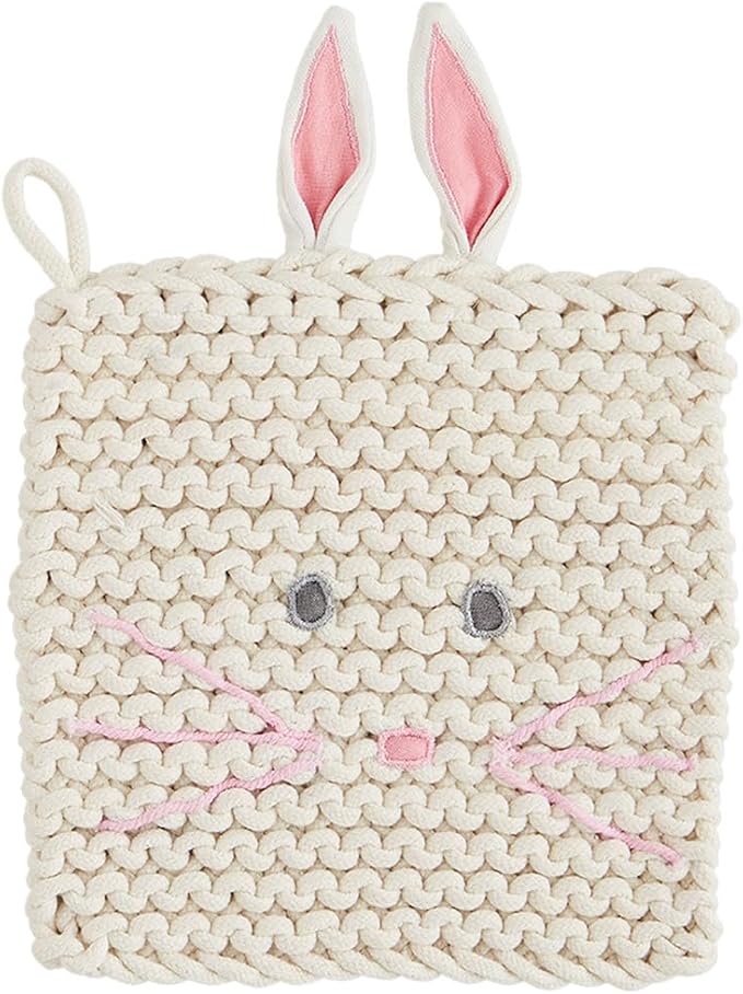 Mud Pie Bunny Crochet Trivet, Pink