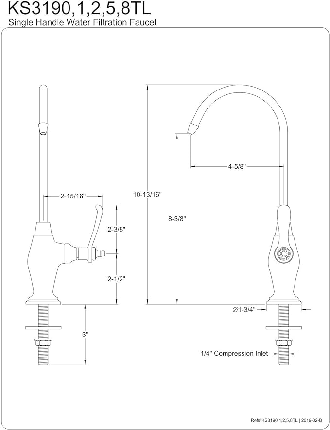Kingston Brass Gourmetier KS3195TL Templeton Design 1/4 Turn Water Filter Faucet, Oil Rubbed Bronze