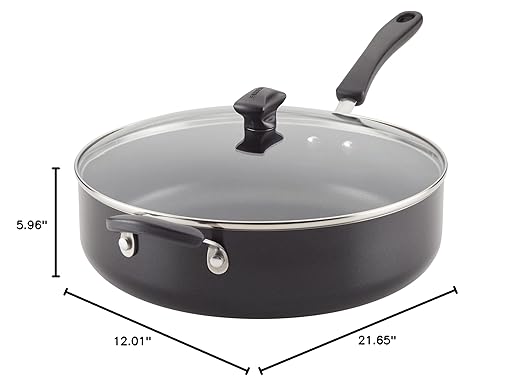Farberware Cookstart DiamondMax Nonstick Jumbo Cooker with Lid and Helper Handle, Dishwasher Safe, 6 Quart, Black