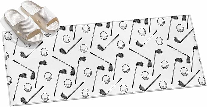 Runner Rug for Bedroom Hallway, Golf Club Ball Seamless Pattern Kitchen Runner Rugs Area Rug 2x6ft, Modern Minimalist Art Washable Soft Floor Carpet for Entryway Stair