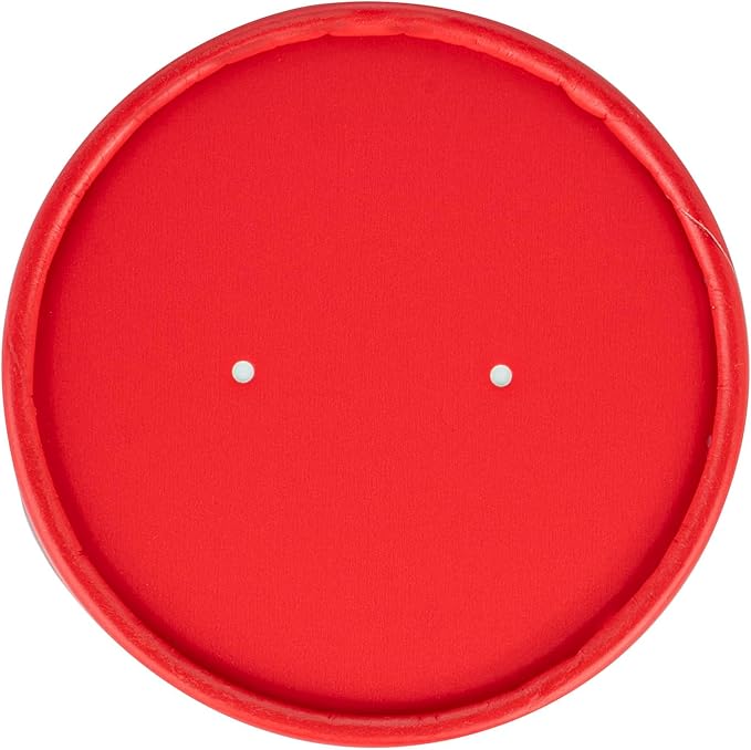 Bio Tek Round Red Paper Soup Container Lid - Fits 12 oz - 200 count box
