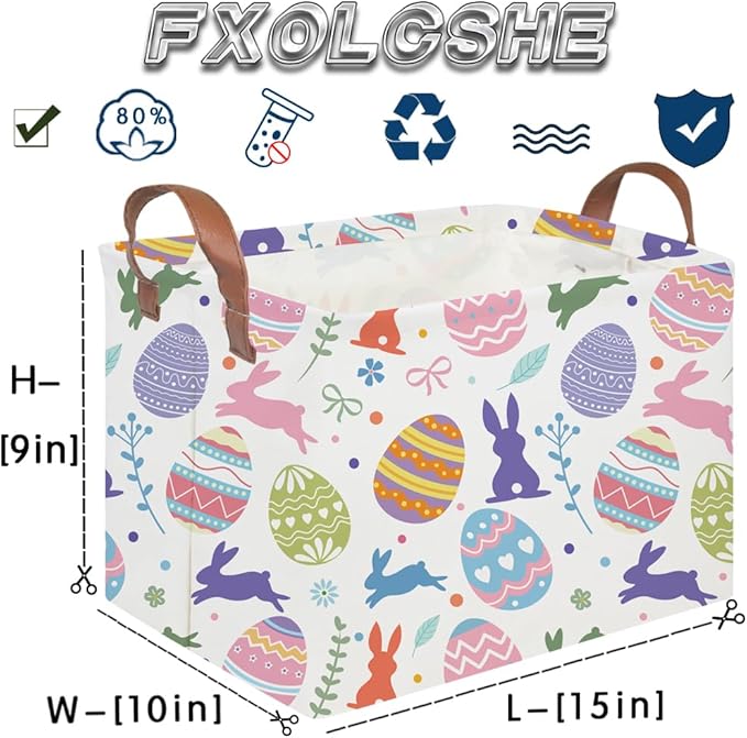 FXOLCSHE Rectangular 3pack Easter basket,Easter basket empty,Kids Toy Storage Basket for baby Bedroom,Toy Gift Organizerm,Kids Storage Bin,Easter gift box(Cute Easter egg)