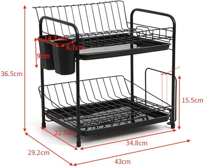 Double-Layer Kitchen Dish Storage Drain Rack Kitchen Supplies Storage Rack Storage Basket Free Perforated Dish Rack for Bathroom Kitchen Office Library