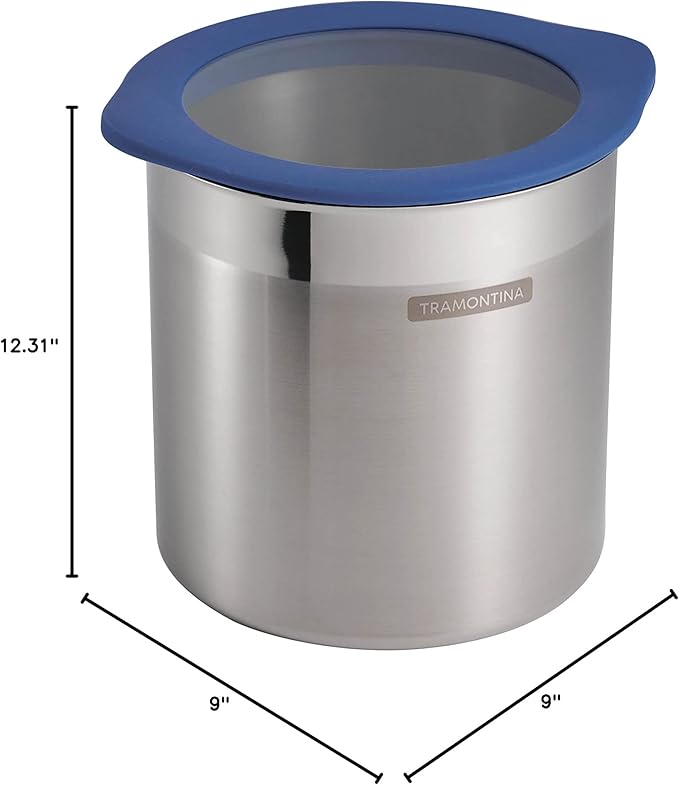 Tramontina 4-Piece Food Storage Containers with Silicone Lids, Stainless Steel Reusable Canister Set, Kitchen Pantry Organizer for Oats, Flour, Cereal, Sugar, Snacks (Blue)