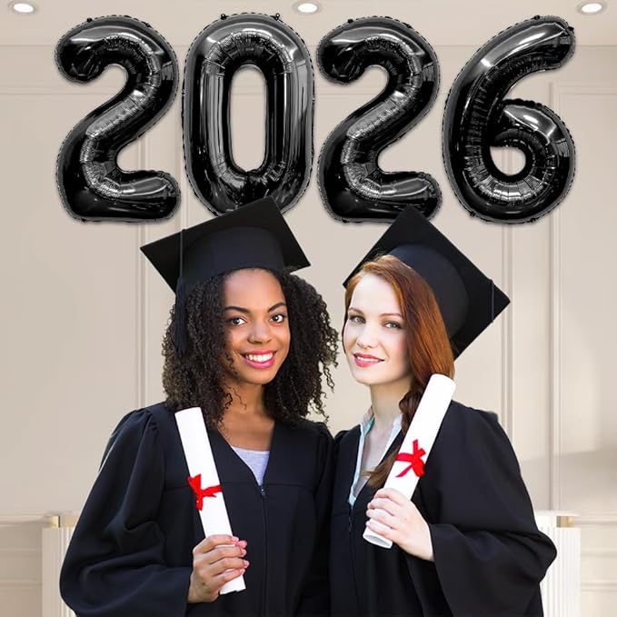 2026 Balloons New Years Balloons 40 Inch Black 2026 Balloon Numbers for Happy New Year 20 26 Decorations New Years Eve Balloon Globos De Fin De Año for Graduation Nye Decor Party Supplies