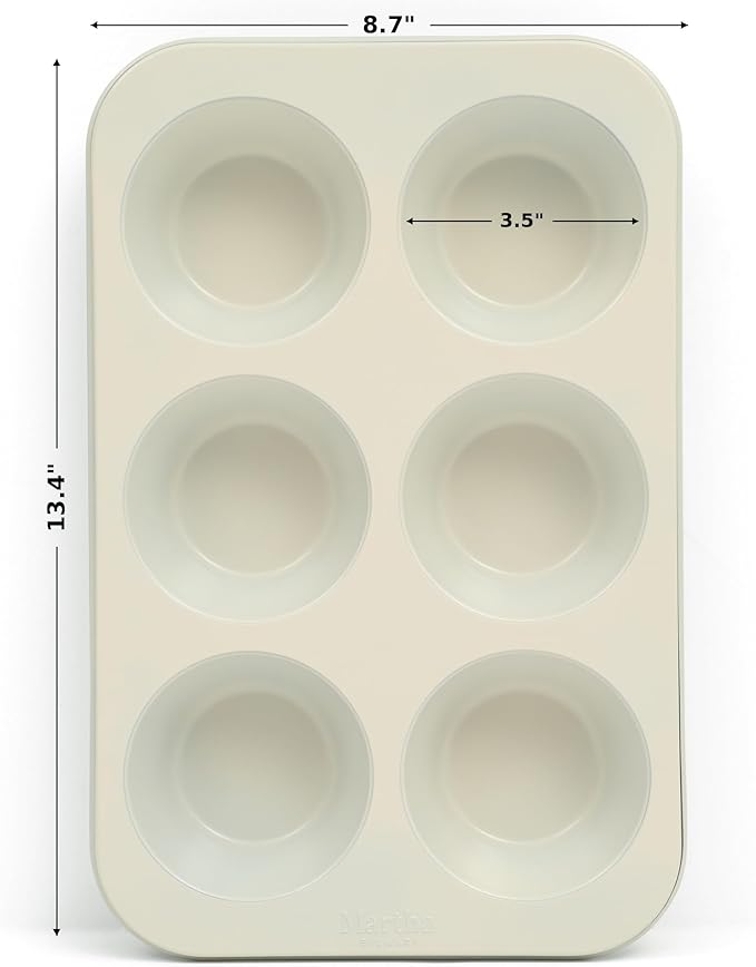 Martha Stewart Gallen 6 Cup Nonstick Carbon Steel Muffin and Cupcake Pan - Teal Durable Bakeware for Muffins, Cupcakes & Mini Cakes
