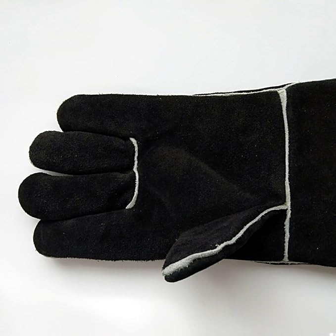 Heat Resistant Gloves for Grill BBQ,Long Sleeve Grill Gloves for Baking,Oven,Fireproof, Stove,Welder,Welding,Fireplace (Black-Yellow)