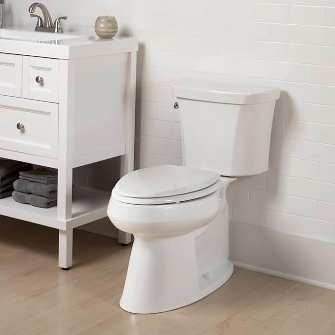 Mayfair Cassel Slow Close Toilet Seat, Easy Clean, Non Slip Premium Wood Seat, Easy Install, Made in USA, Round, White, 4-Pack