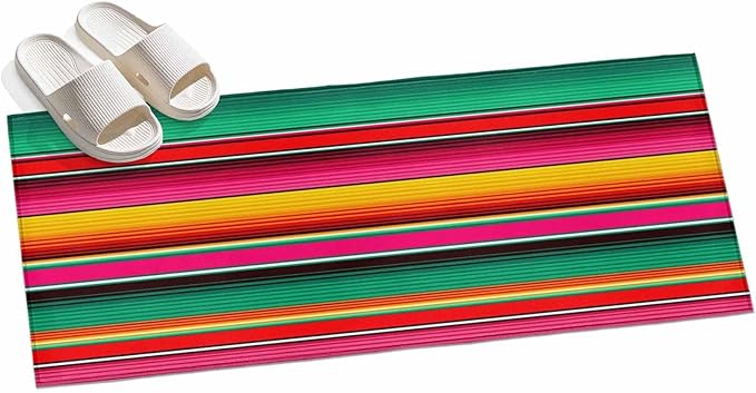 Runner Rug for Bedroom Hallway, Vintage Mexican Stripes Abstract Kitchen Runner Rugs Area Rug 2x6ft, Native American Stripe Washable Soft Floor Carpet for Entryway Stair