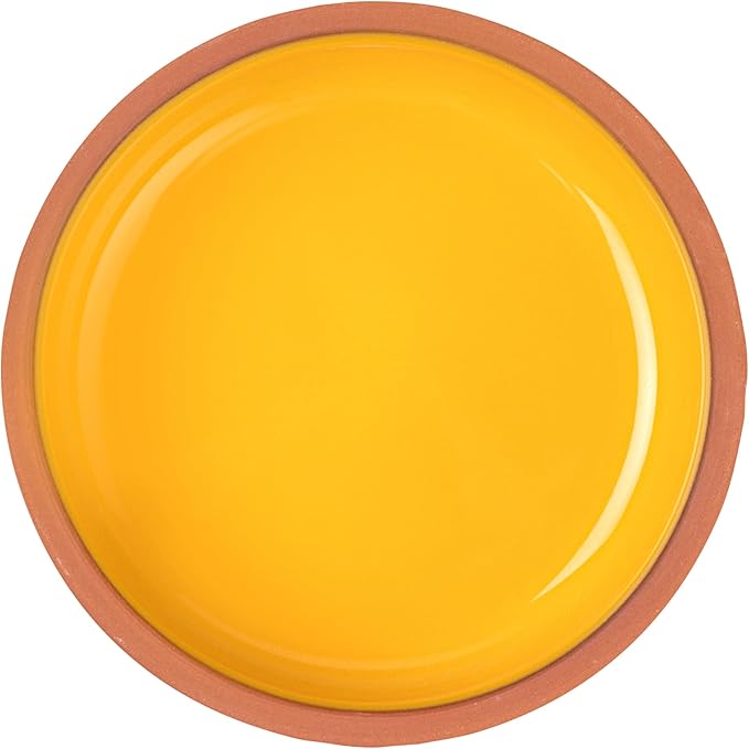 Restaurantware-Terra Tek 6.8 Ounce Terracotta Cazuelas, 2 Yellow Glazed Clay Pots For Cooking - Oven-Ready, Microwavable, Terracotta Serving Pots, Dishwashable, For Cooking And Serving