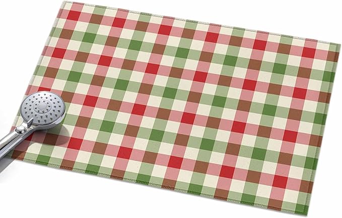 Area Rug 2x3ft, Vintage Pastoral Red Green Buffalo Gingham Washable Rugs for Living Room Bedroom, Christmas Plaid Soft Non-Slip Area Rugs Rectangle Floor Carpet for Dining Room