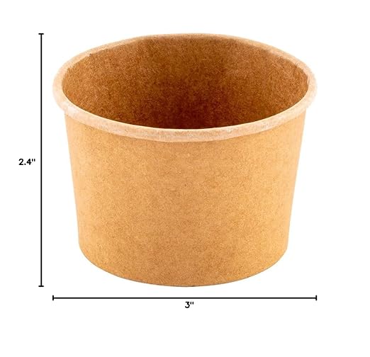 Coppetta 4 Ounce Dessert Cups, 50 Disposable Ice Cream Cups - Lids Sold Separately, Heavy-Duty, Kraft Paper Frozen Yogurt Bowls, For Hot And Cold Foods, Perfect For Gelato Or Mousse - Restaurantware