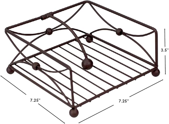 Home Basics Arbor Collection Steel Flat Rustic Napkin Holder with Weighted Pivoting Arm, Storage Dispenser for Kitchen Countertop, Indoor/Outdoor & Dinning Table