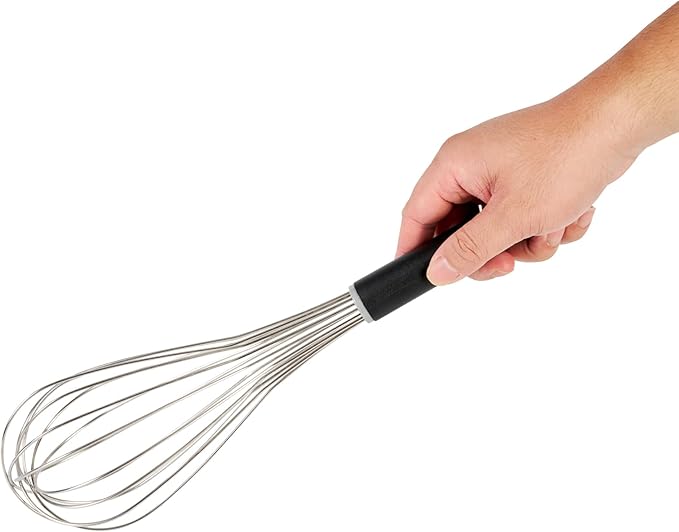 Restaurantware Met Lux 14 Inch x 3.7 Inch Baking Whisk, 1 With Ergonomic Handle Metal Whisk - Dishwasher-Safe, Corrosion-Resistant, Stainless Steel Whisk For Baking, For Whipping, Baking, Or Cooking
