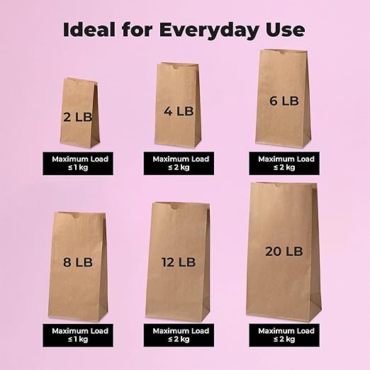 Fit Meal Prep 500 Pack 12 lb Brown Paper Lunch Bags, 13 x 7 x 4.5" Durable Paper Bags Bulk for Packing, Delivery, Take Out, Grocery, Retail Shopping, Premium Kraft Sack for Snacks, Bakery