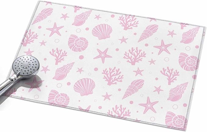 Area Rug 2x3ft, Pink Ocean Shell Conch Coral Starfish Washable Rugs for Living Room Bedroom, Summer Marine Theme Soft Non-Slip Area Rugs Rectangle Floor Carpet for Dining Room