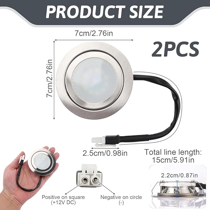 12V DC 1.5W Range Hood Lights with EL Socket Male, 2Pack Hole Closet Stove LED Light Recessed, Kitchen Light Bulb