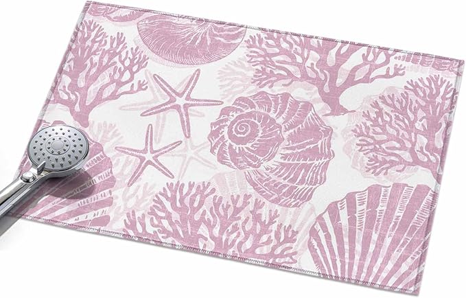 Area Rug 2x3ft, Watercolor Summer Marine Creature Washable Rugs for Living Room Bedroom, Pink Starfish Shell Conch Soft Non-Slip Area Rugs Rectangle Floor Carpet for Dining Room