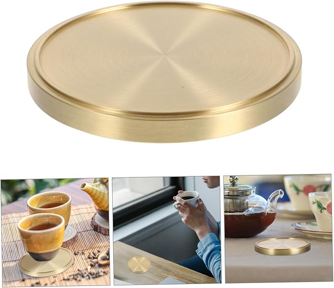 CHILDWEET Brass Tea Coaster Elegant Drink Cup Holder with Serene Zen Design Heat Resistant Pot Holder for Coffee Table Decorative Mats for Kitchen and Home Decor