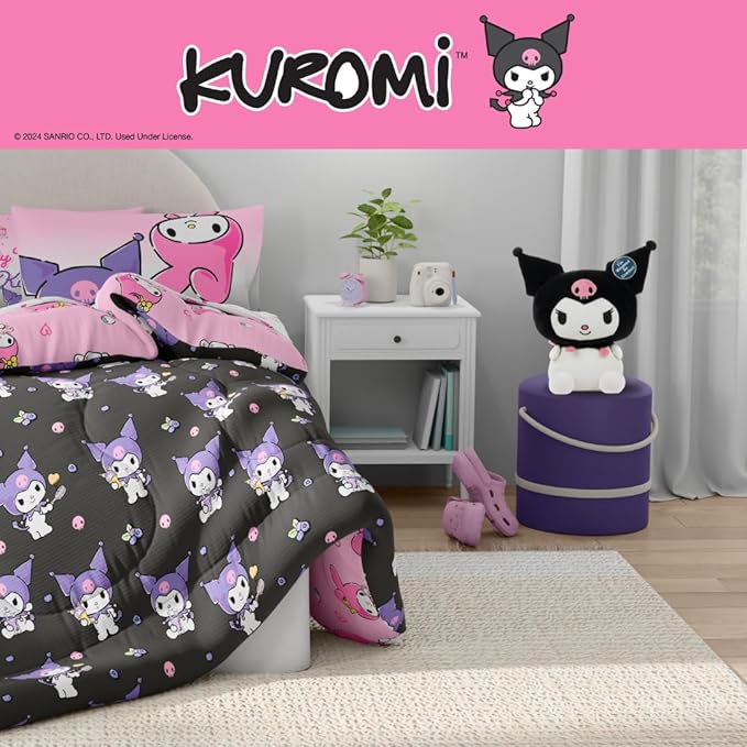 Franco Calm Kuromi Bedding Super Soft Plush Calming 3Lb Weighted Cuddle Pillow Buddy, Comfort Pillow, (Officially Licensed Product)